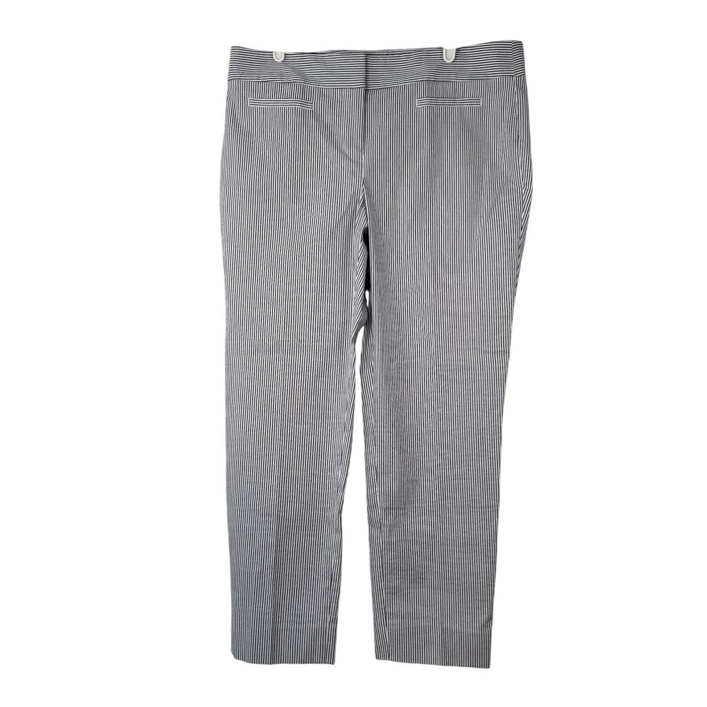 Ann Taylor Devin Fit Crop Pants Seersucker Stripe Women's 10 Straight Slim Blue